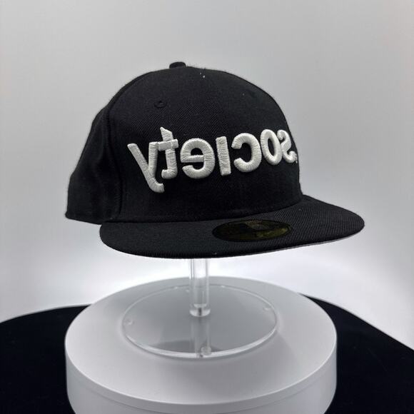The Society Backwards Fitted Hat in Black Size 7-5/8 - Picture 1 of 5